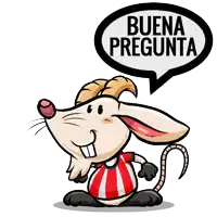 a cartoon rat with a speech bubble that says buena pregunta