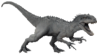 a gray dinosaur with its mouth open and sharp teeth