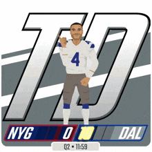 a drawing of a football player with the number 4