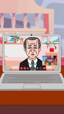 a cartoon of a man on a laptop screen