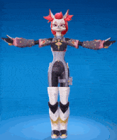 a 3d model of a cartoon character with a blue background