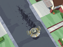 a cartoon illustration of a spaceship flying through a crack in the ground