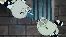 two cartoon characters are standing next to each other with a netflix logo on the bottom right