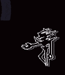 a pixel art drawing of a person holding a sword in their hand .