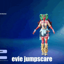 a screenshot of a video game with the words evie jumpscare at the bottom