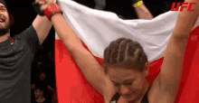 winner karolina kowalkiewicz poland hands in the air proud