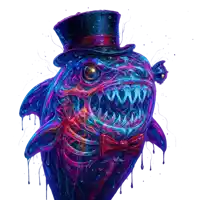 a shark with a top hat and bow tie