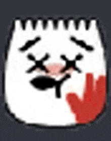a pixel art drawing of a dead cat with a bloody hand .