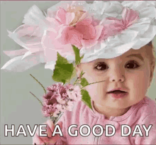 Have A Good Day Pink Flowers GIF - Have A Good Day Pink Flowers Blinking GIFs