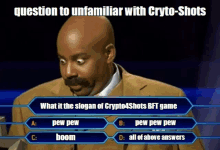 a question to unfamiliar with crypto-shots is being answered