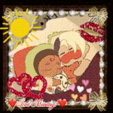 a picture of a couple sleeping with hearts and the words good morning on the bottom