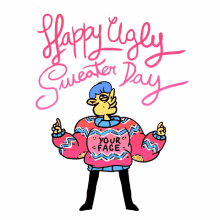 Happy Ugly Sweater Day Your Face GIF - Happy Ugly Sweater Day Ugly Sweater Your Face GIFs