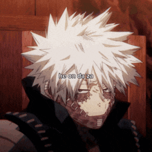a close up of a person with the words he on da za written on the bottom