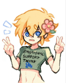 a drawing of a person wearing an emotional support t-shirt