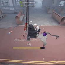 a screenshot of a video game that says ' decoding cipher ( accelerated decoding ) '