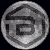 a black and white image of a full moon with the letter b on it