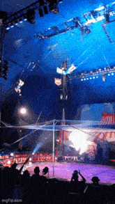 a group of people watching a circus show with a watermark that says imgflip.com on it