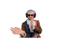 a man with a beard and sunglasses is wearing a costume of george washington