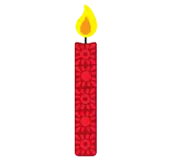 a red candle with a yellow flame is lit up