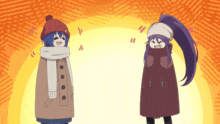 two anime characters are standing next to each other and one has a ponytail
