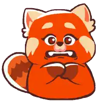 a cartoon drawing of a red panda making a surprised face