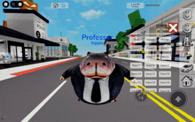 a hippo in a suit and tie is in a video game