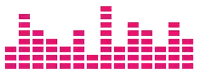 a pink equalizer on a white background with a lot of pink squares .
