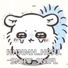 a cartoon drawing of a polar bear with the words `` sniff snifl '' written on it .