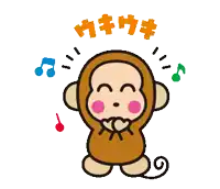 a cartoon of a monkey with music notes surrounding it and the letters wkwk above it