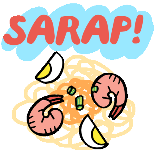 Noodle Bowl Is Sarap In Tagalog Sticker - Boy And Girlie Eggs Shrimp Stickers