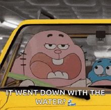 gumball and bubblegum from the amazing world of gumball are driving a car