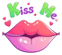 a cartoon drawing of a woman 's lips and the words kiss me