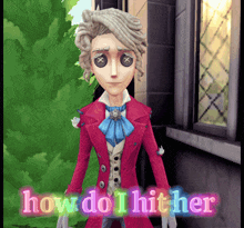 a cartoon of a man with the words how do i hit her above him