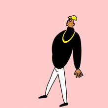 a cartoon of a man holding a red rose in his hand