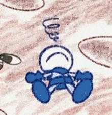 a drawing of a person laying on the ground with a smiley face on their face .