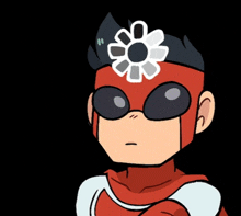 a cartoon character with a flower on his head is wearing sunglasses