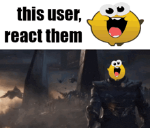 a picture of a cartoon character with the words this user react them