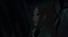 a cartoon girl with long brown hair is looking at the camera