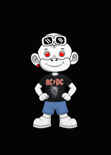 a cartoon character wearing an ac dc shirt