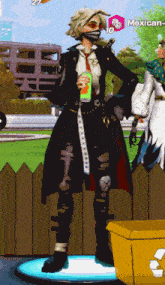 a person in a video game with the word mexican on the bottom right