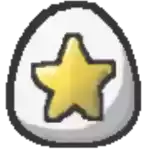 a pixel art icon of a white egg with a yellow star on it .