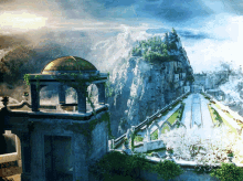 a dome on top of a building overlooking a valley