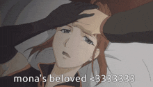 mona 's beloved is written on a picture of a girl