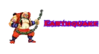 a pixel art of a wrestler with the word earthquake above him