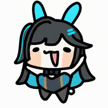 a cartoon drawing of a girl with bunny ears and a heart on her chest .