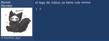 a drawing of a furry animal with the words el logo de rubius ya tiene rule nmms