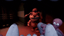 a cartoon dog is being tickled by a person 's feet