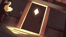 a cartoon drawing of a door with a hand reaching out of it