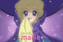 a cartoon girl with the name marie on the bottom right