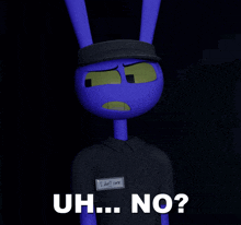 a cartoon character with a name tag that says i don t care
